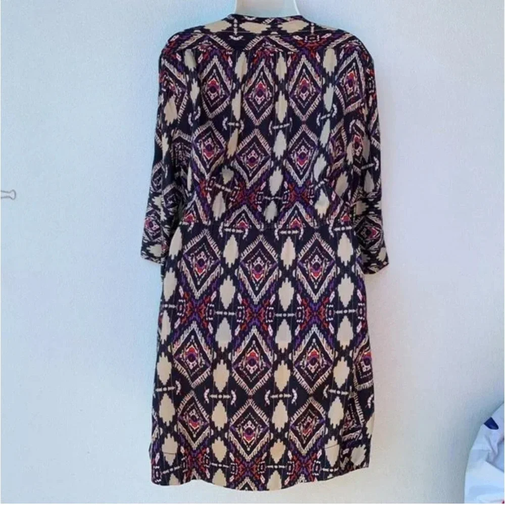 Anthropologie Holding Horses Mira Ikat Dress 3/4 Sleeve Western Tribal Size 10P - Picture 3 of 6